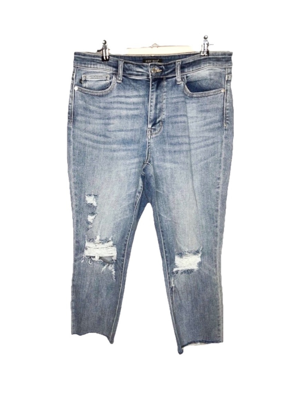 Judy Blue Distressed Boyfriend Fit Raw Hem Jeans Women's Size 13/31